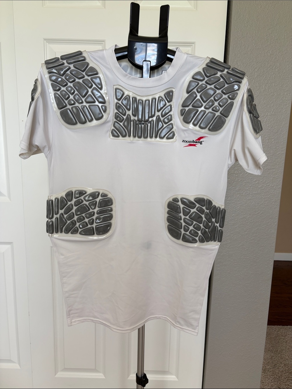 ZoomBang Men's White Padded Impact Tee with Gray Panels